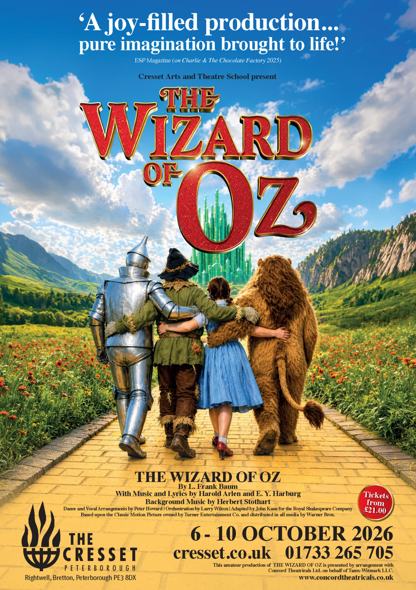 Follow the yellow-brick road to Peterborough’s The Cresset this autumn